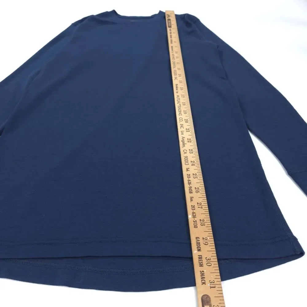 WOOLX Merino Wool Cold Weather Base Layer Long Sleeve Top Navy Gorpcore Outdoor - Picture 5 of 8